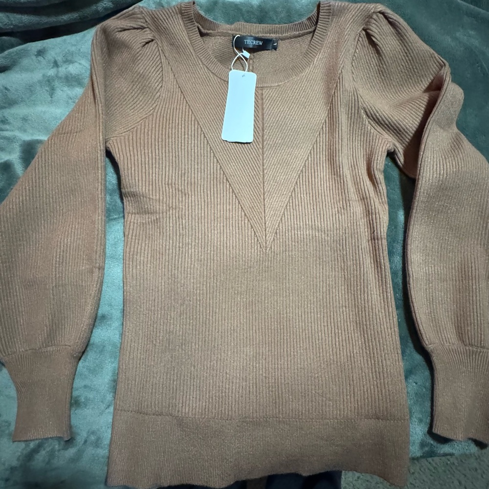 Chic Brown Ribbed Sweater - Picture 4 of 5